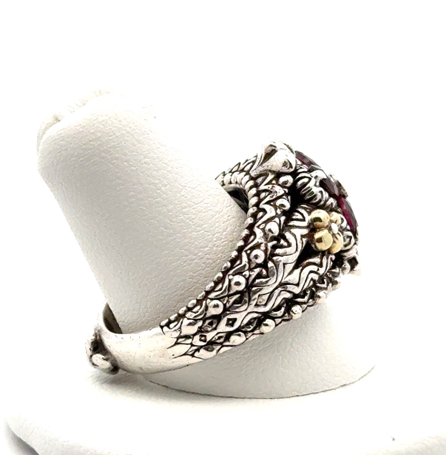 Barbara Bixby Sz. 8.5 Sterling Silver Rhodolite Garnet & 18k Gold Ring, 14.6g