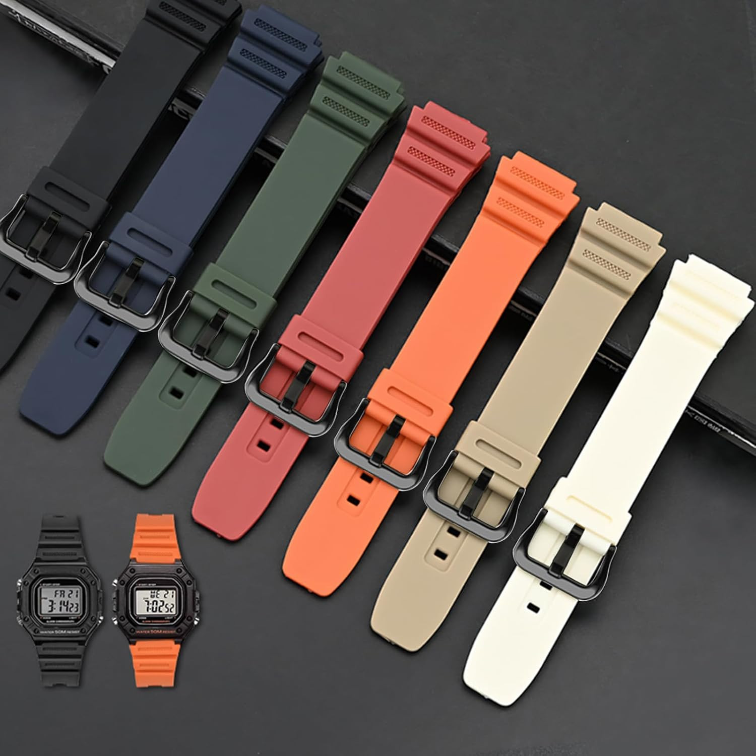 Natural Resin Replacement Watch Band Compatible with Casio W218H W-219H AE1200WH