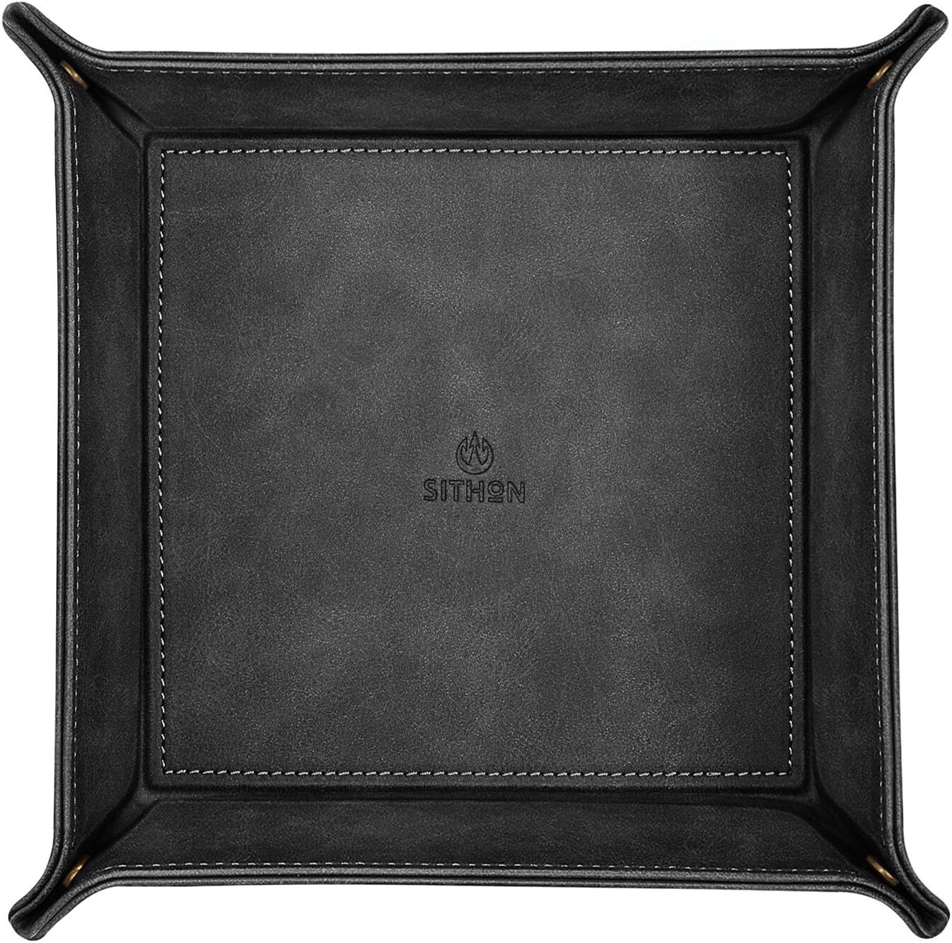 Leather Valet Tray Table Desktop Storage Organizer Nightstand Caddy Holder Gift