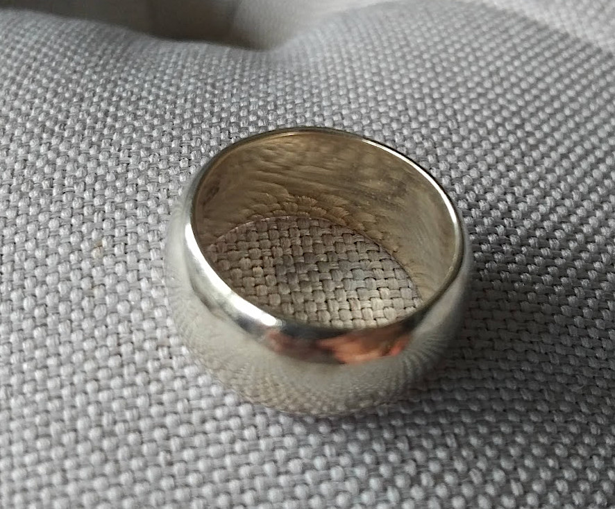 Vintage 90s Y2K silver ring 10mm wide band 925 convex outer sz 5.5-7.5 used SEE