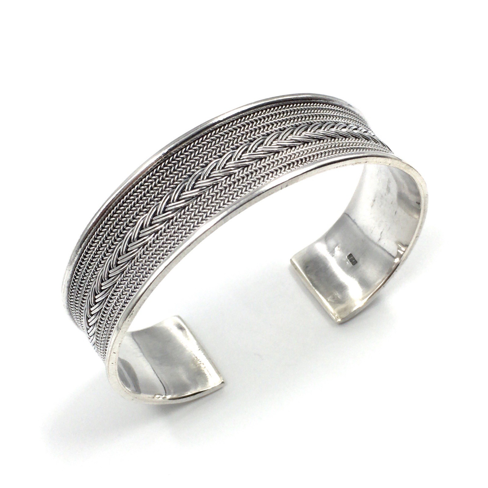 Modern Bangle 925 Silver Solid Wide Bangle Jewellery 1.8cm Bracelet 38.5g