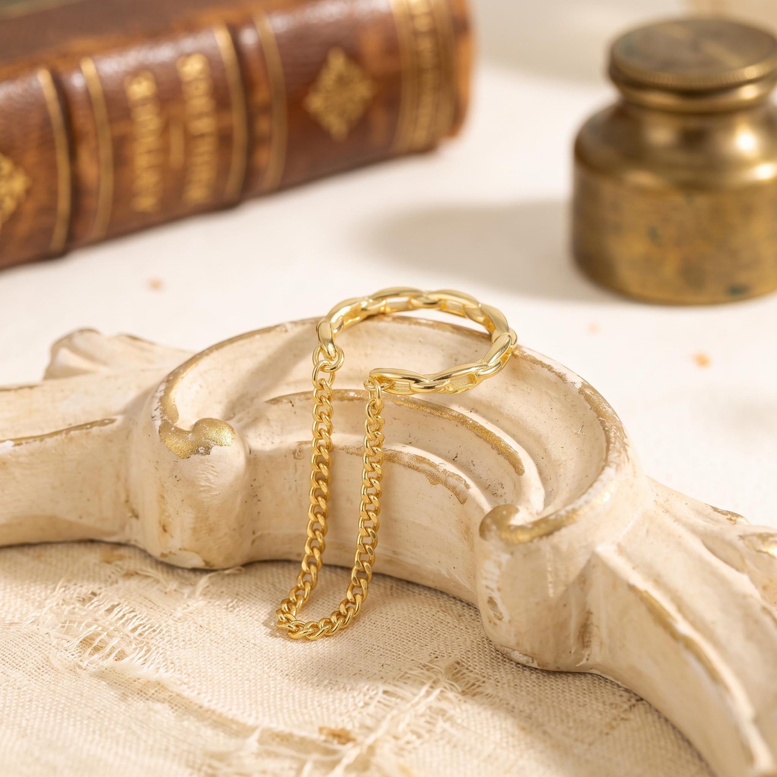 Dangling Chain Ear Cuff No Piercing, Minimalist Clip Earcuff Gold Silver