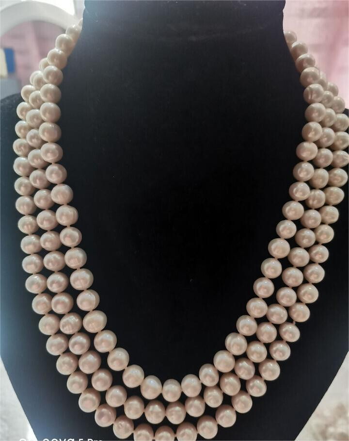 50″L natural 7 -8mm akoya white pearl necklace 14K clasp