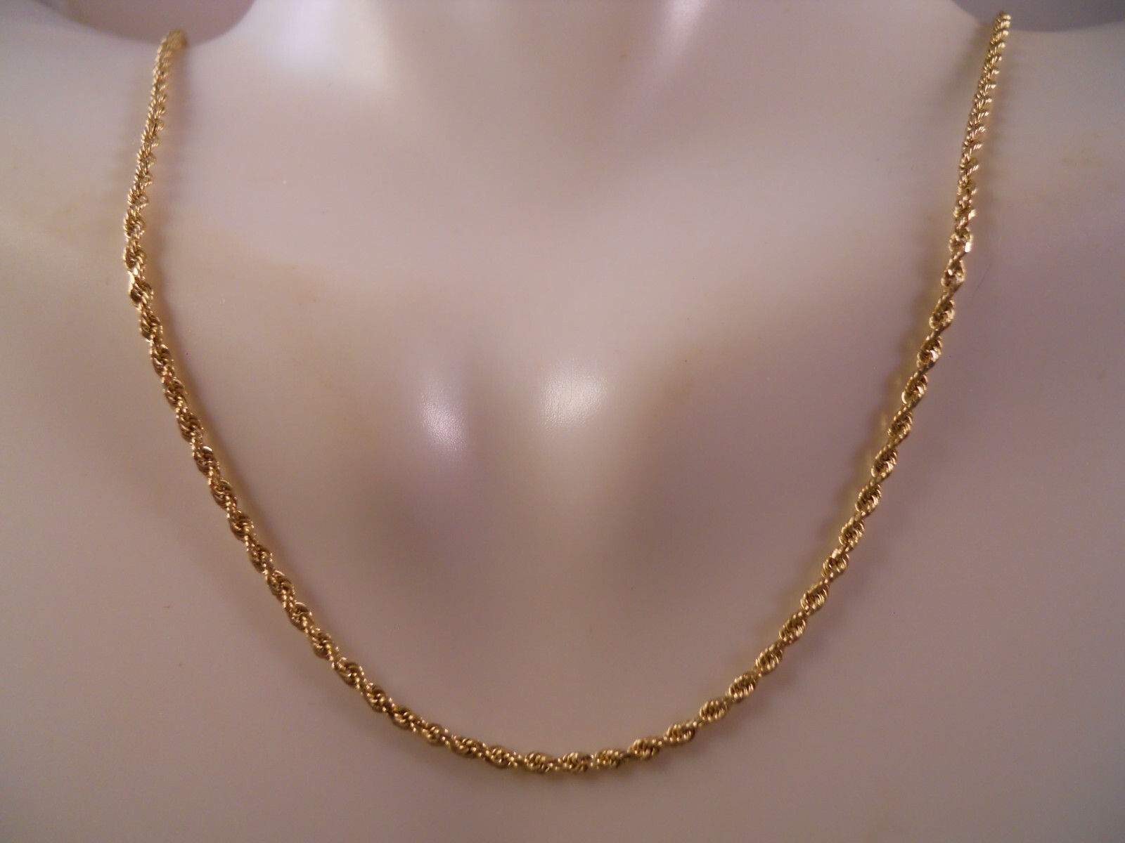 DESIGNER BBB 14K YELLOW GOLD ROPE CHAIN LINK NECKLACE 20″ 1.3MM 3.91G GRAMS