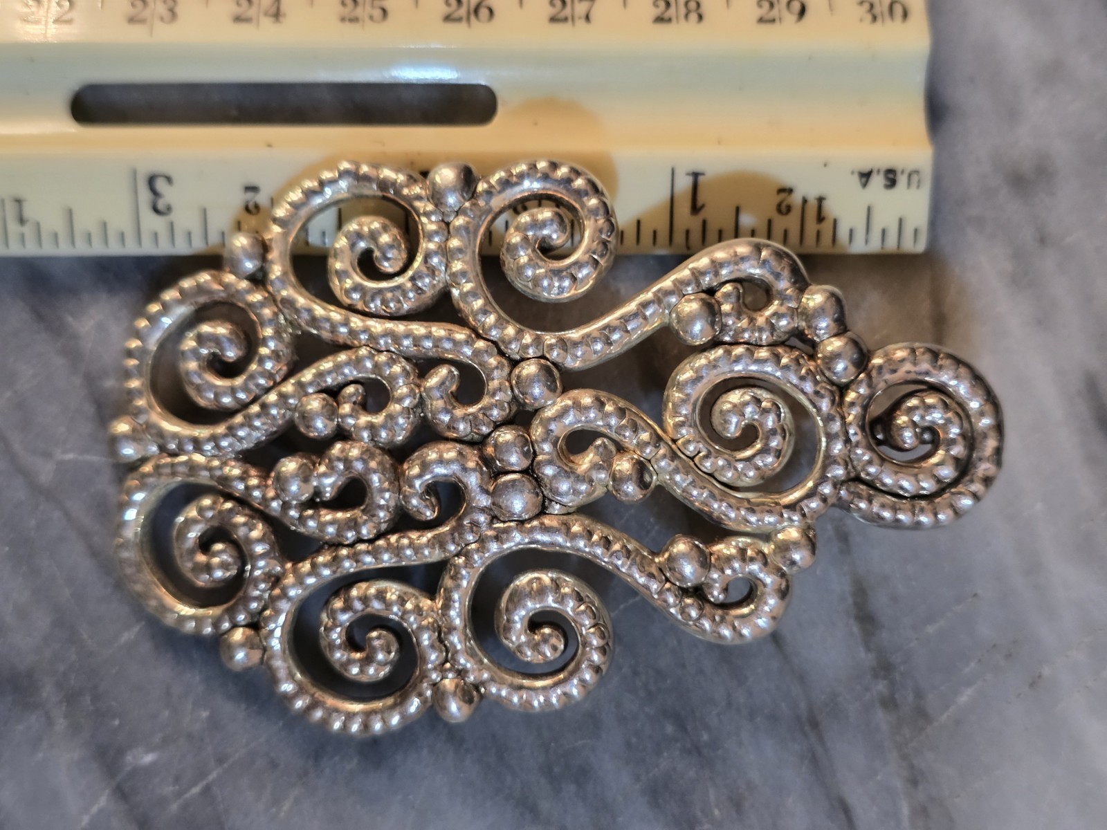 ​Vintage PZ Israel 925 Sterling Silver Scroll Filigree Openwork Puff Pendant…