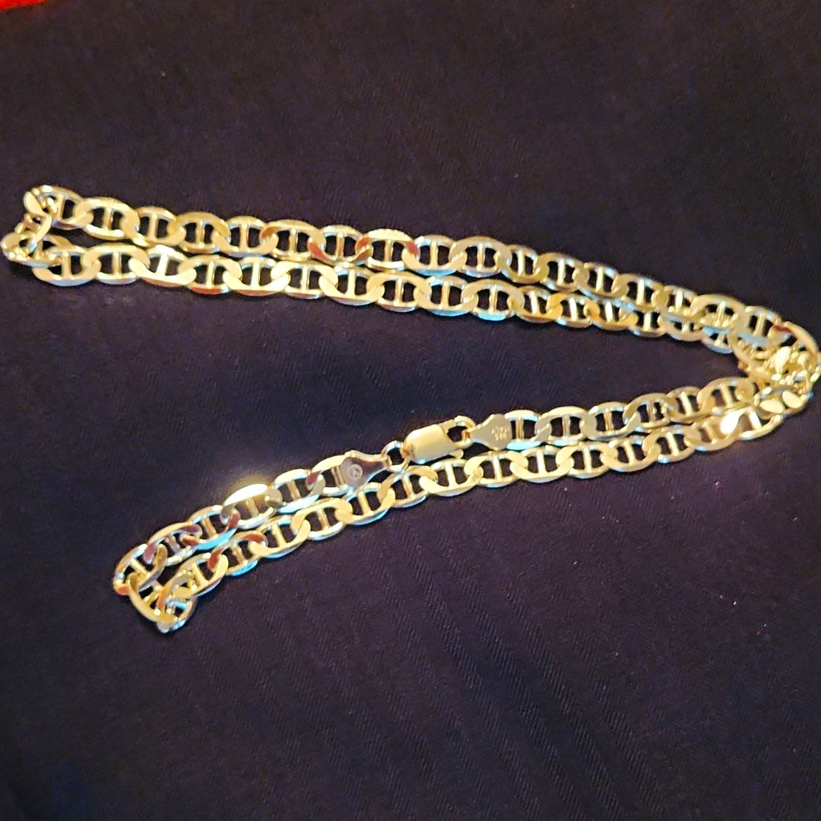 7.4mm 22″ Sterling Silver 925 Gucci Mariner Link Chain Necklace, Signed 925 24G