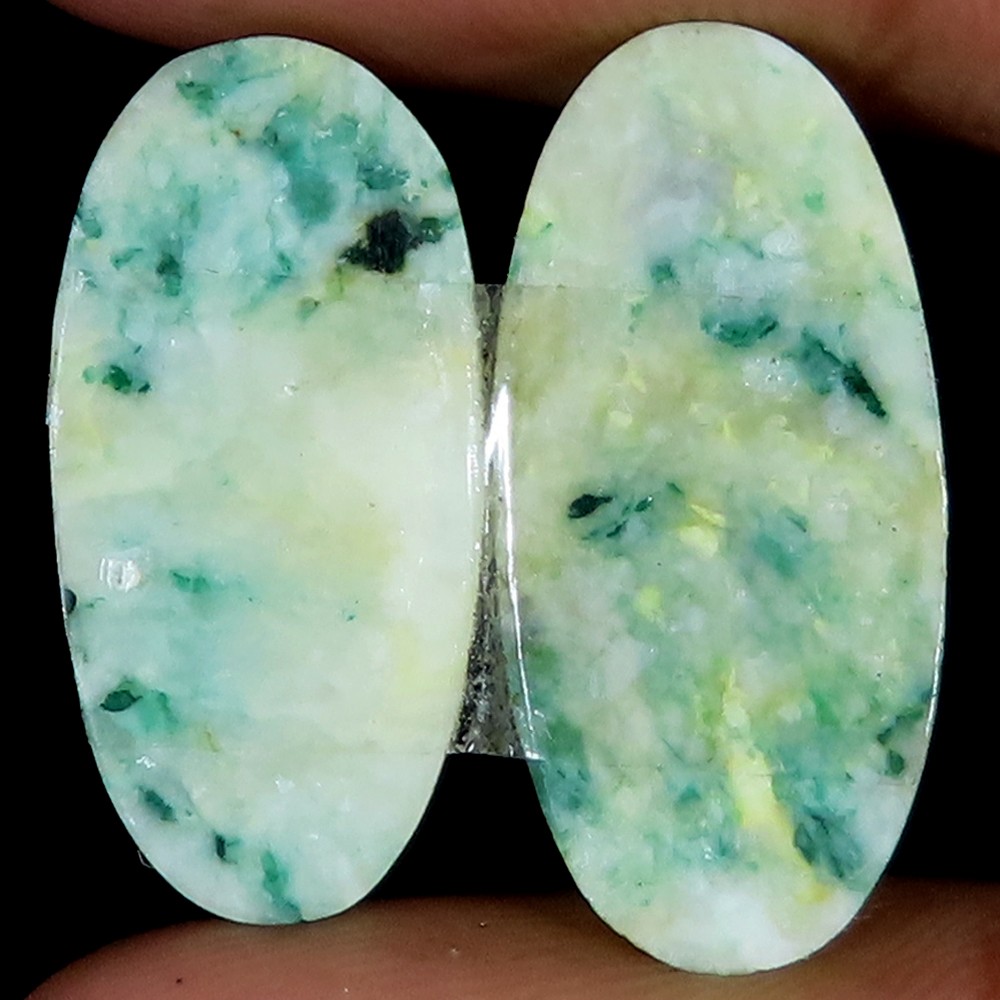 natural MARIPOSITE pair oval cabochon loose gemstone 22.50 Carat. (11x24x03 mm)