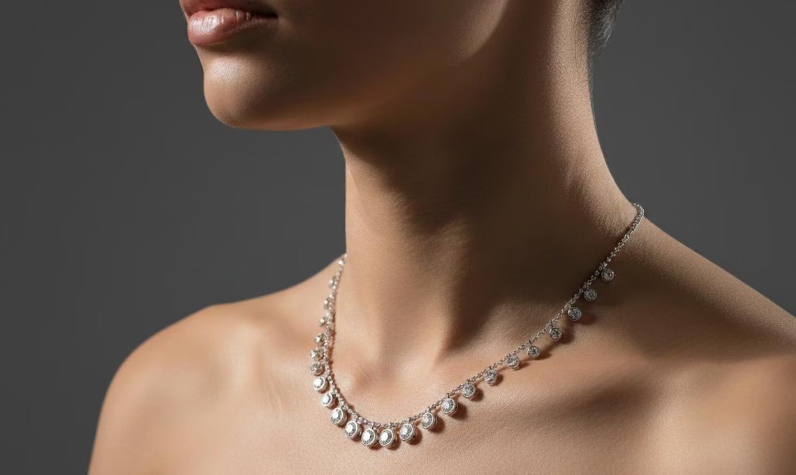Rare 25 Ct Certified Treated Gorgeous White Diamonds Chain Necklace,925 Silver