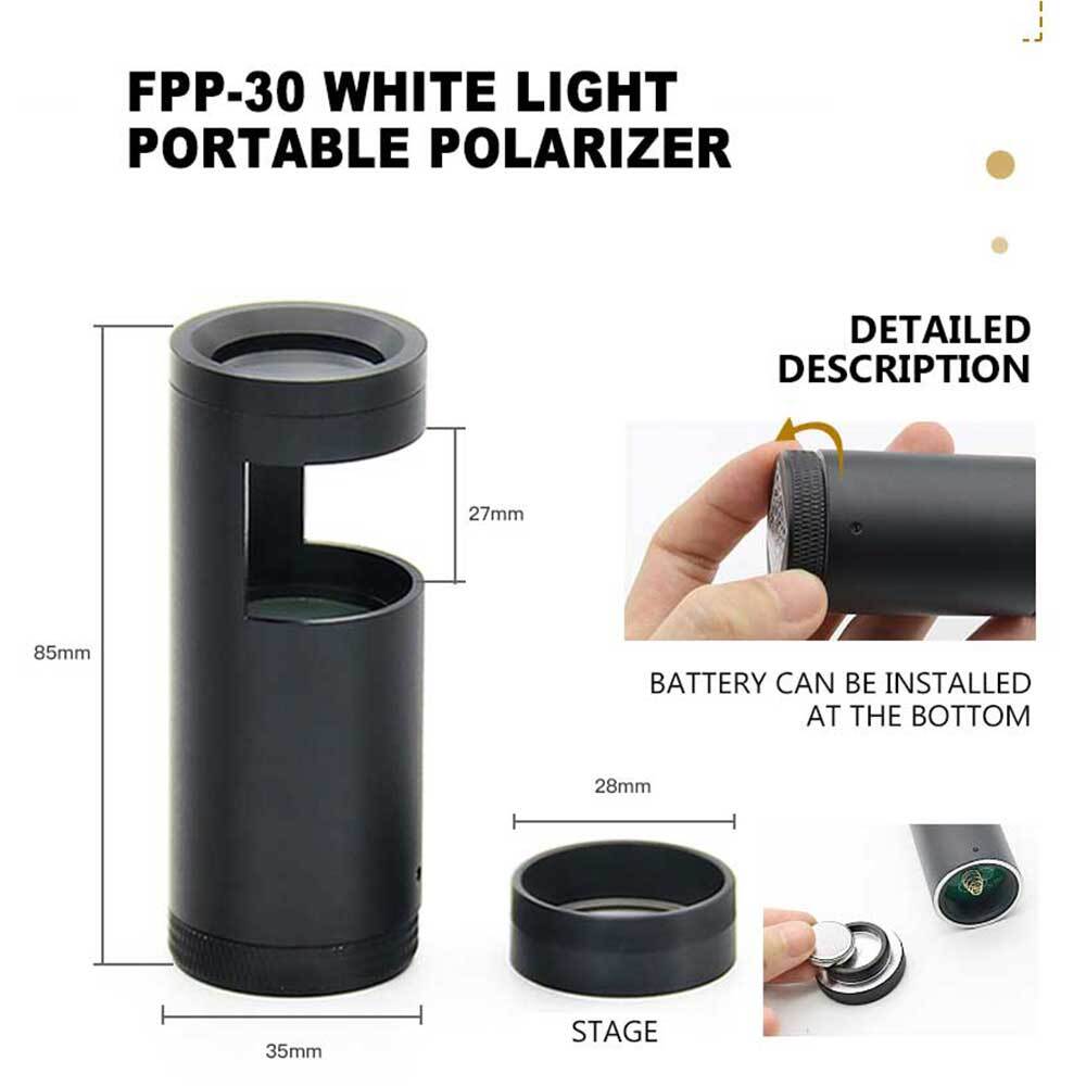 Desktop Polariscope Built-in Gemstone Gem Jewel Jewelry Polarizer Tester Tool