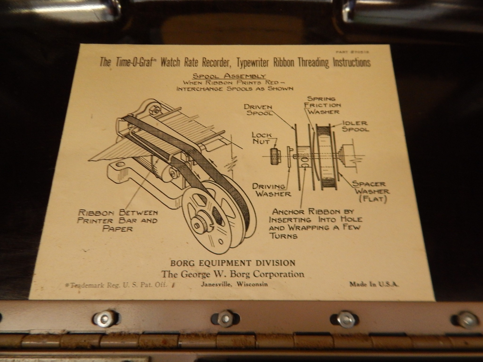 Paulson Precision Printer Time-O-Graf Watchmakers Tool Instrument Tube (PRH38)