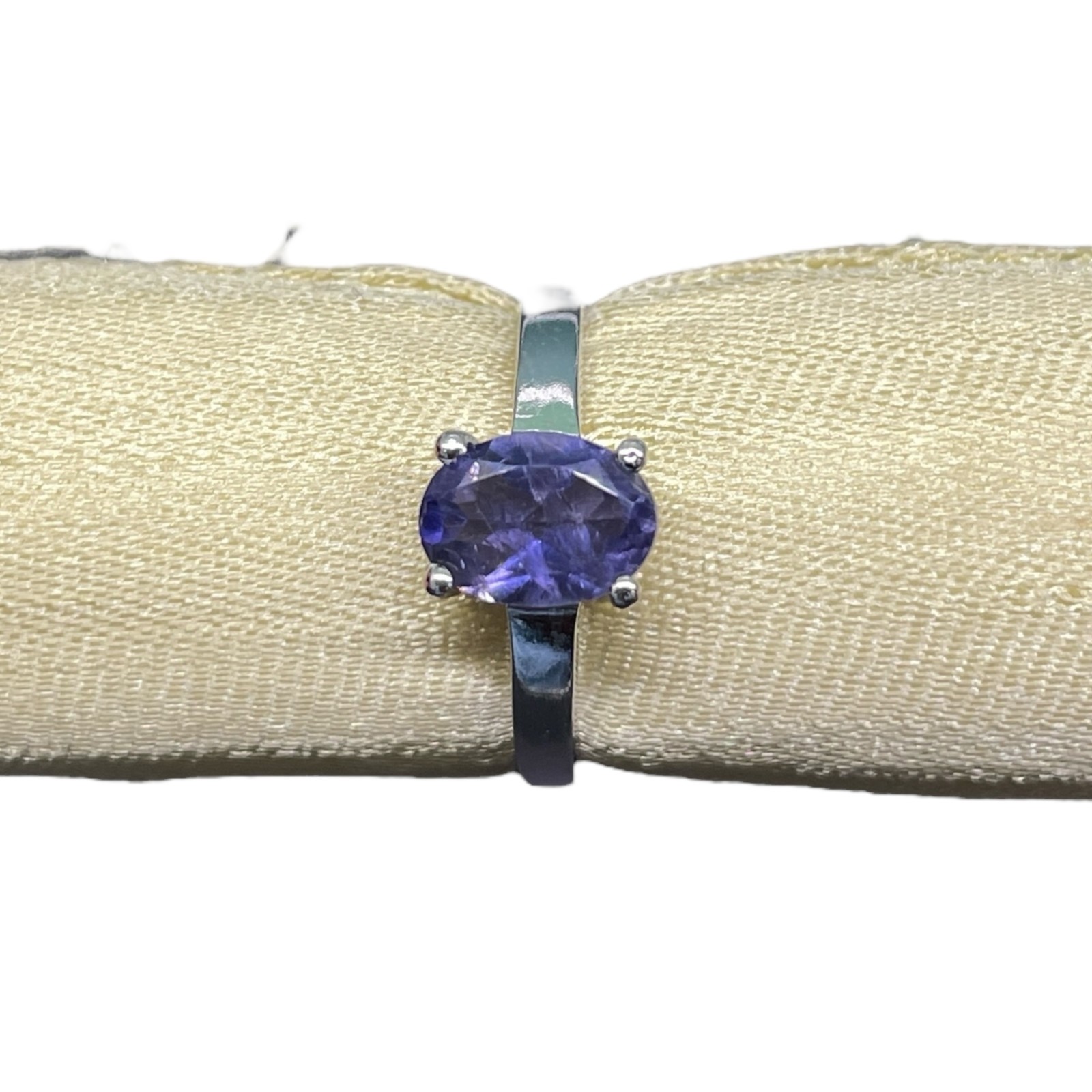 Natural Iolite Ring 925 Sterling Silver 14K WG Rhodium Plated Top Quality