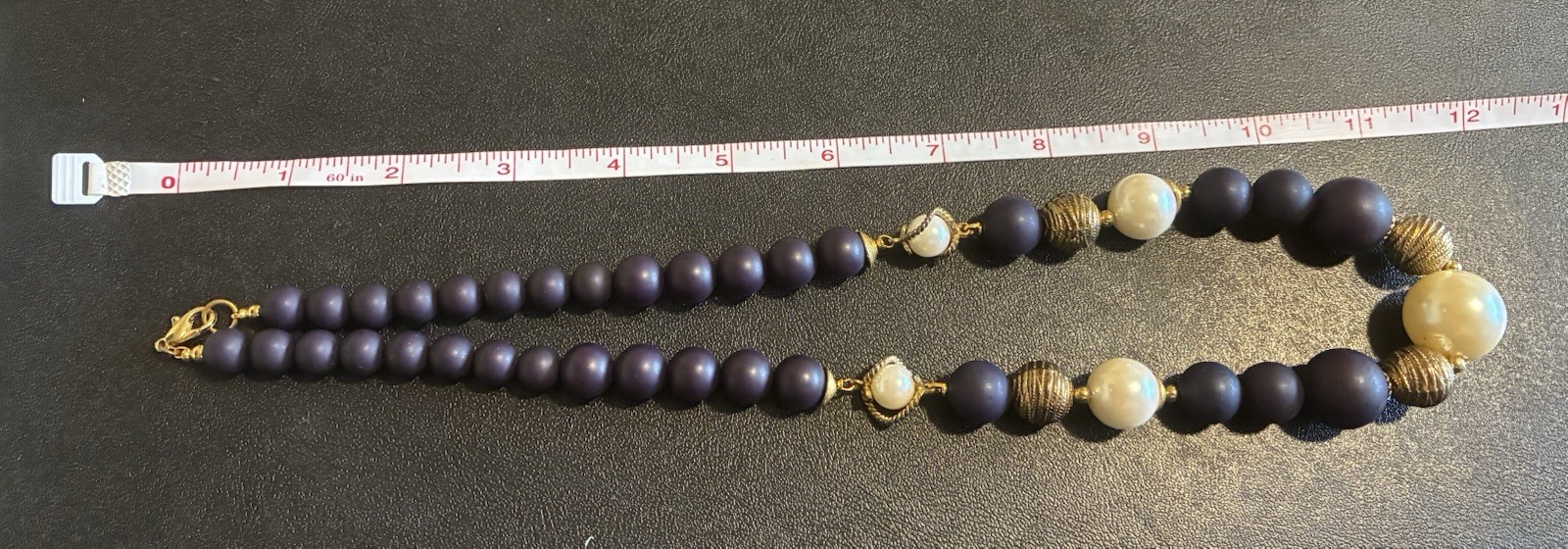 Gold Tone Faux Pearls Purple Beads Vintage Necklace Brooch and Earrings