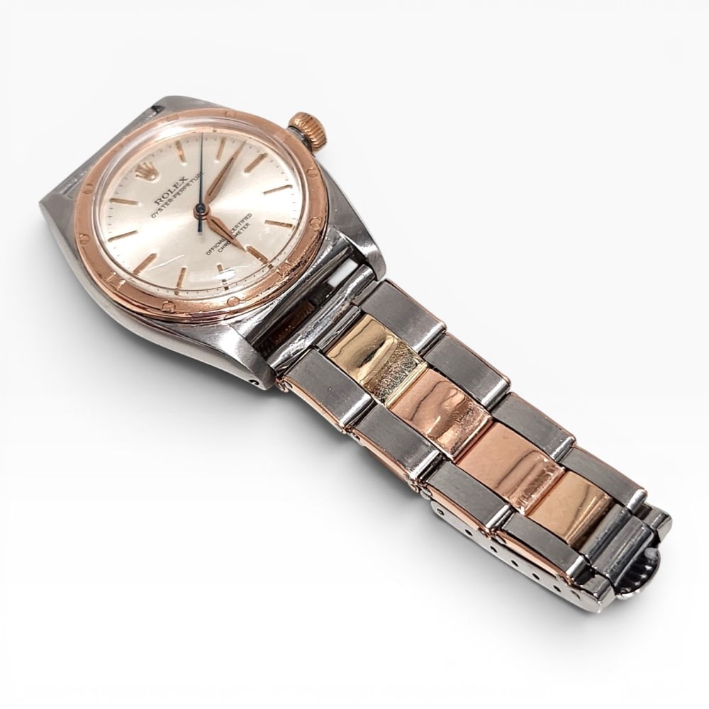 W/Box Vintage Rolex Oyster Perpetual 31 mm Steel 18K Rose Gold Watch 3372
