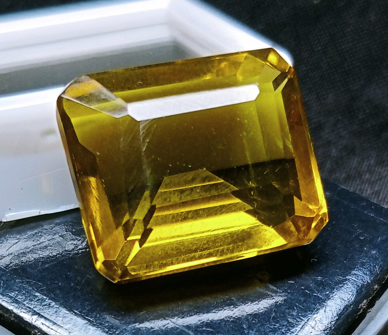 Natural Brazilian Emerald Cut Yellow Topaz Certified 22.65 Ct Loose Gemstone