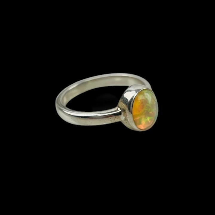 Solid 925 Sterling Silver Natural Ethiopian Opal Gems Ring Jewelry S US 7 VJ-503