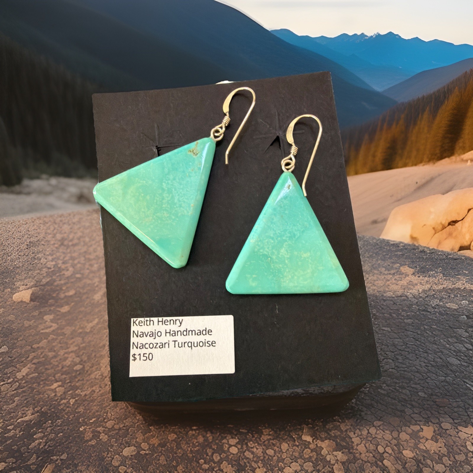 Keith Henry Navajo HandmadeNacozari Turquoise Value $ 150.00 earrings Genuine