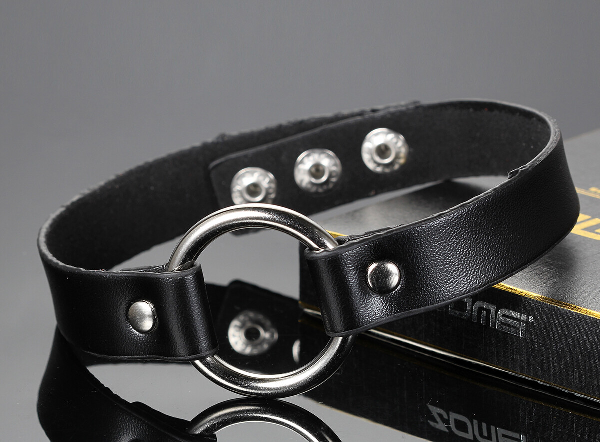 Punk Mens Womens Gothic O-Ring Leather Charm Black Collar Choker Unisex Necklace