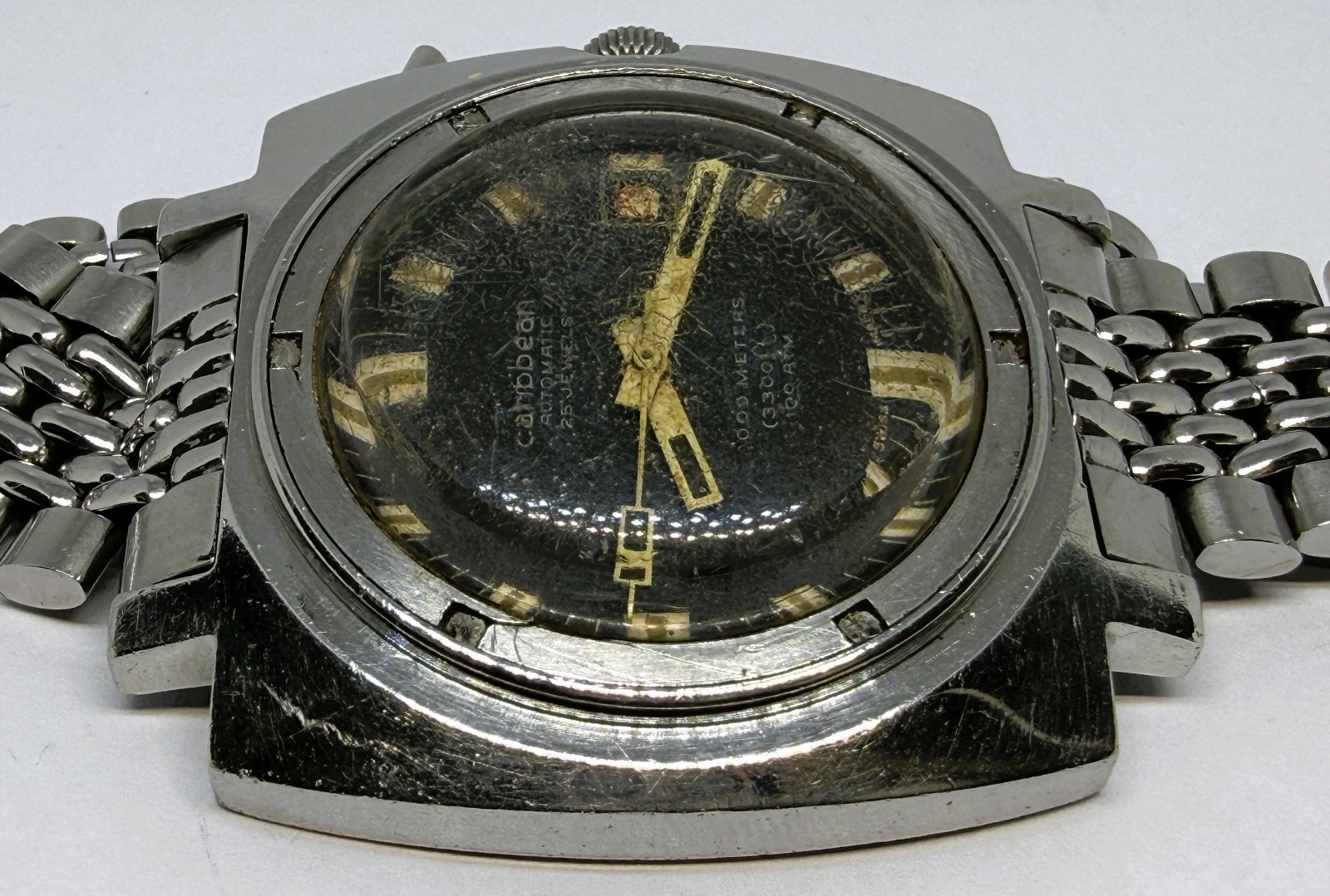 1960s Jenny Caribbean 1000m 706 Vintage Diver MONOBLOC Triple Safe BEZEL MISSING