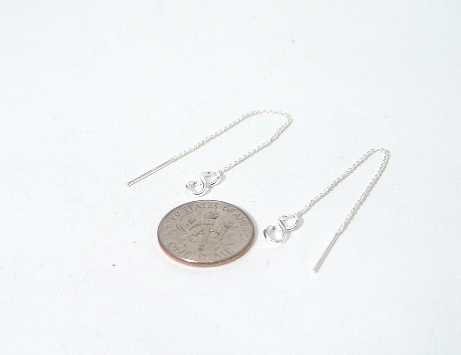 925 Sterling Silver Infinity Threader Earrings Dainty SMALL