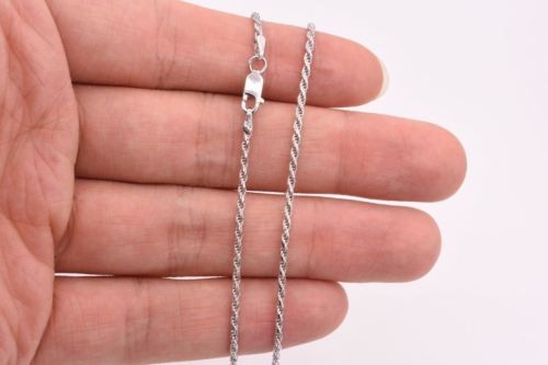 Diamond Cut Rope Chain Necklace Real 925 Sterling Silver Tarnish-Free ALL SIZES