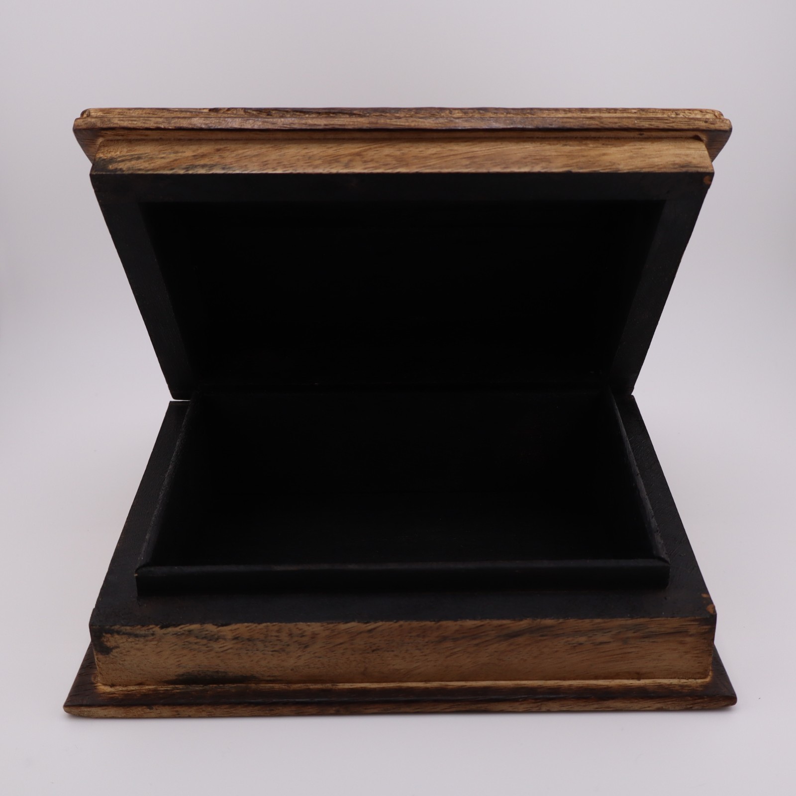 Floral Pattern Carving Wooden Jewelry / Keepsake / Trinket Box – 7x5x3″
