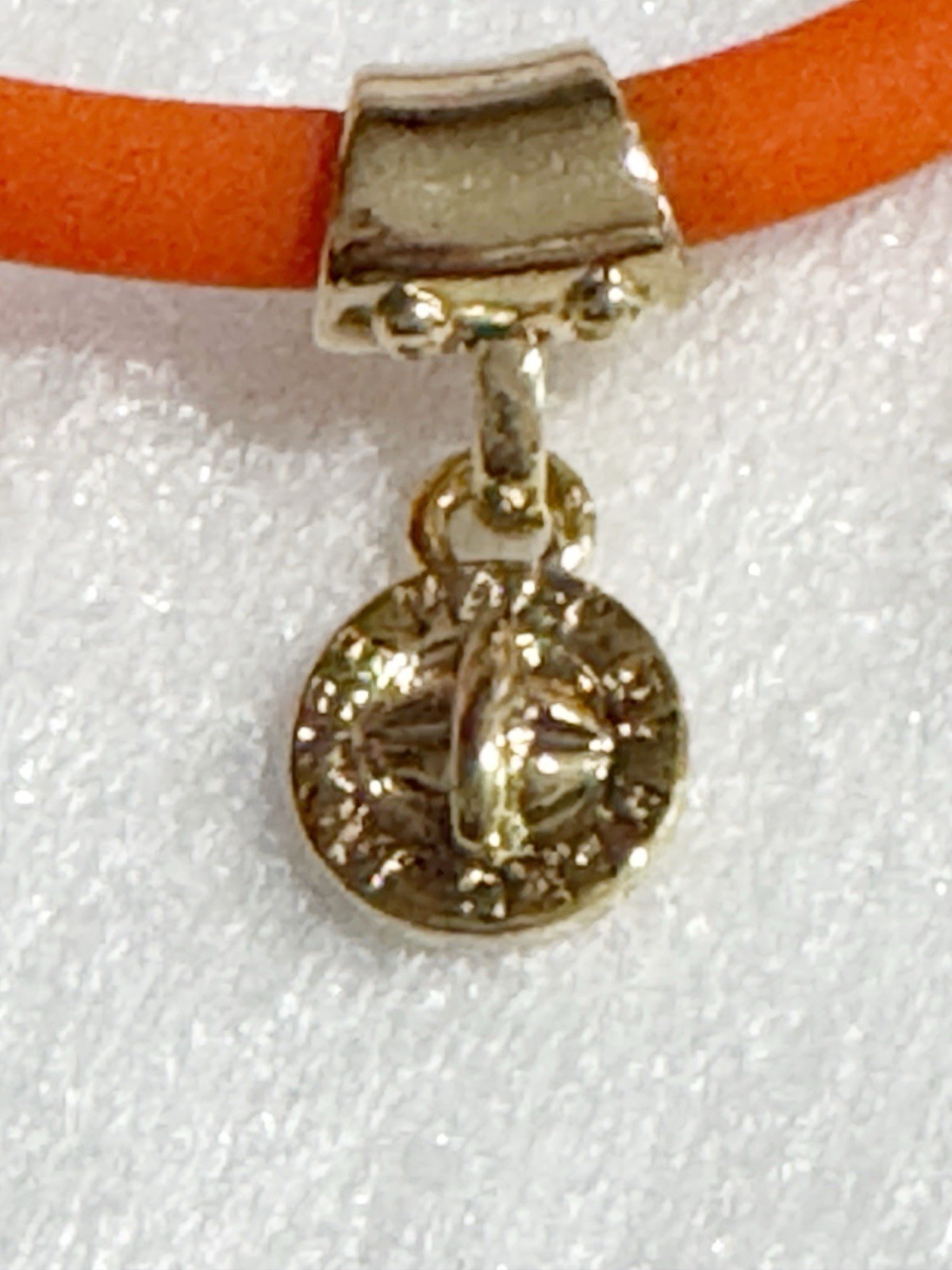 Marc by Marc Jacobs Orange Elastic Silicone Bracelet w/ Gold-Tone Logo Charm NWT