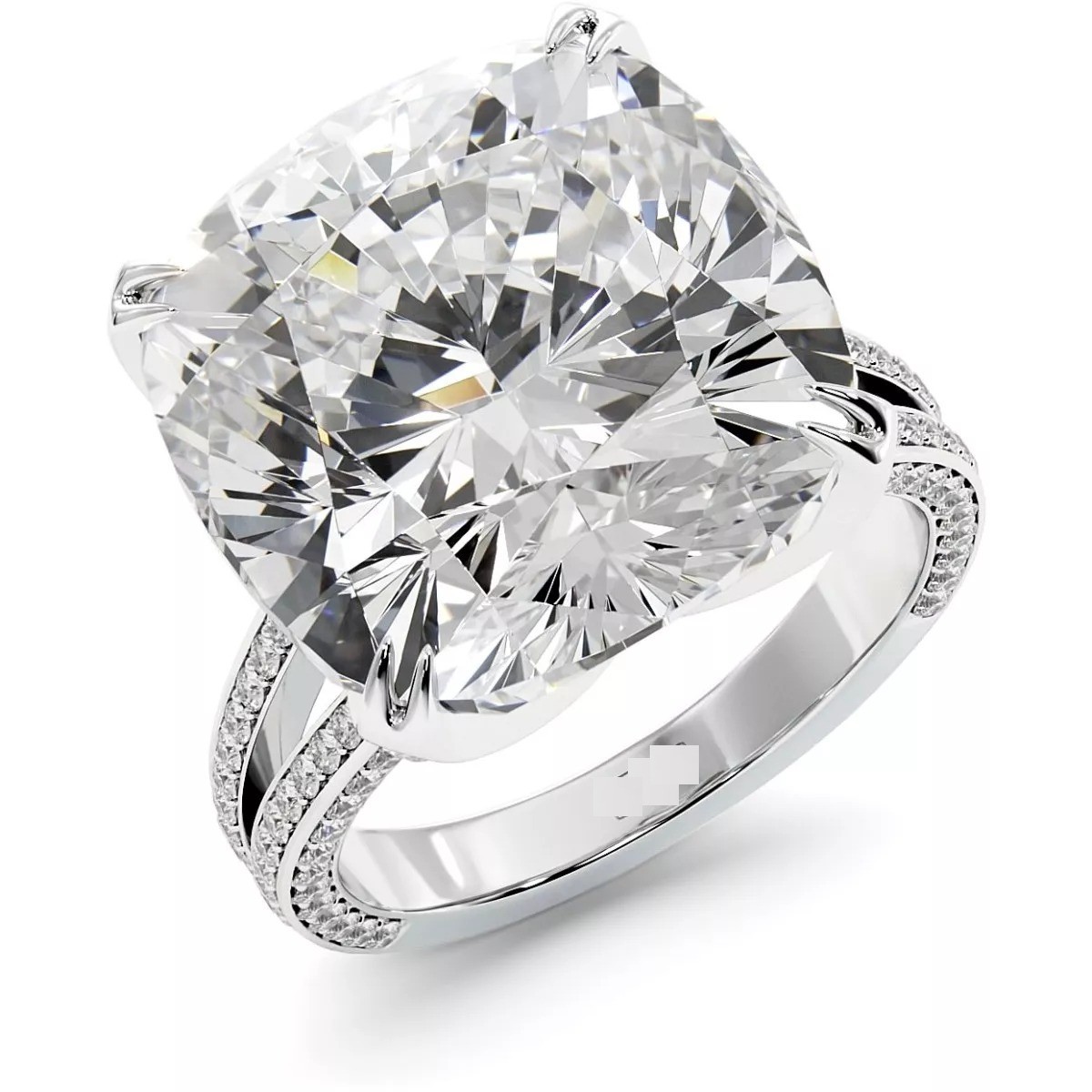 HUGE & RARE 40 Ct Certified Treated Off White Diamond Cocktail Ring, 925 Silver