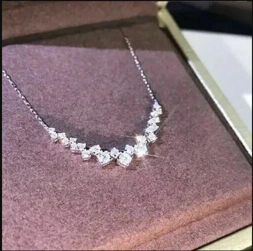 1.80 Ct Round Cut Lab Created Diamond Necklace 14K White Gold Plated Silver