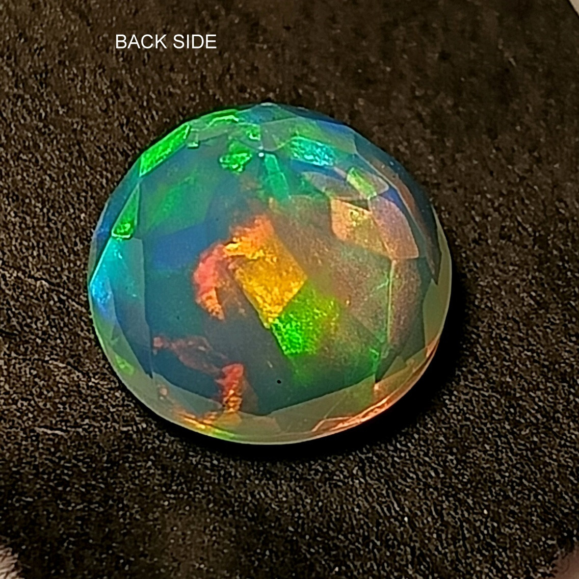 10.7 mm Round Natural Ethiopian Fire Opal Play Of Color Faceted Gemstone 3.15 CT