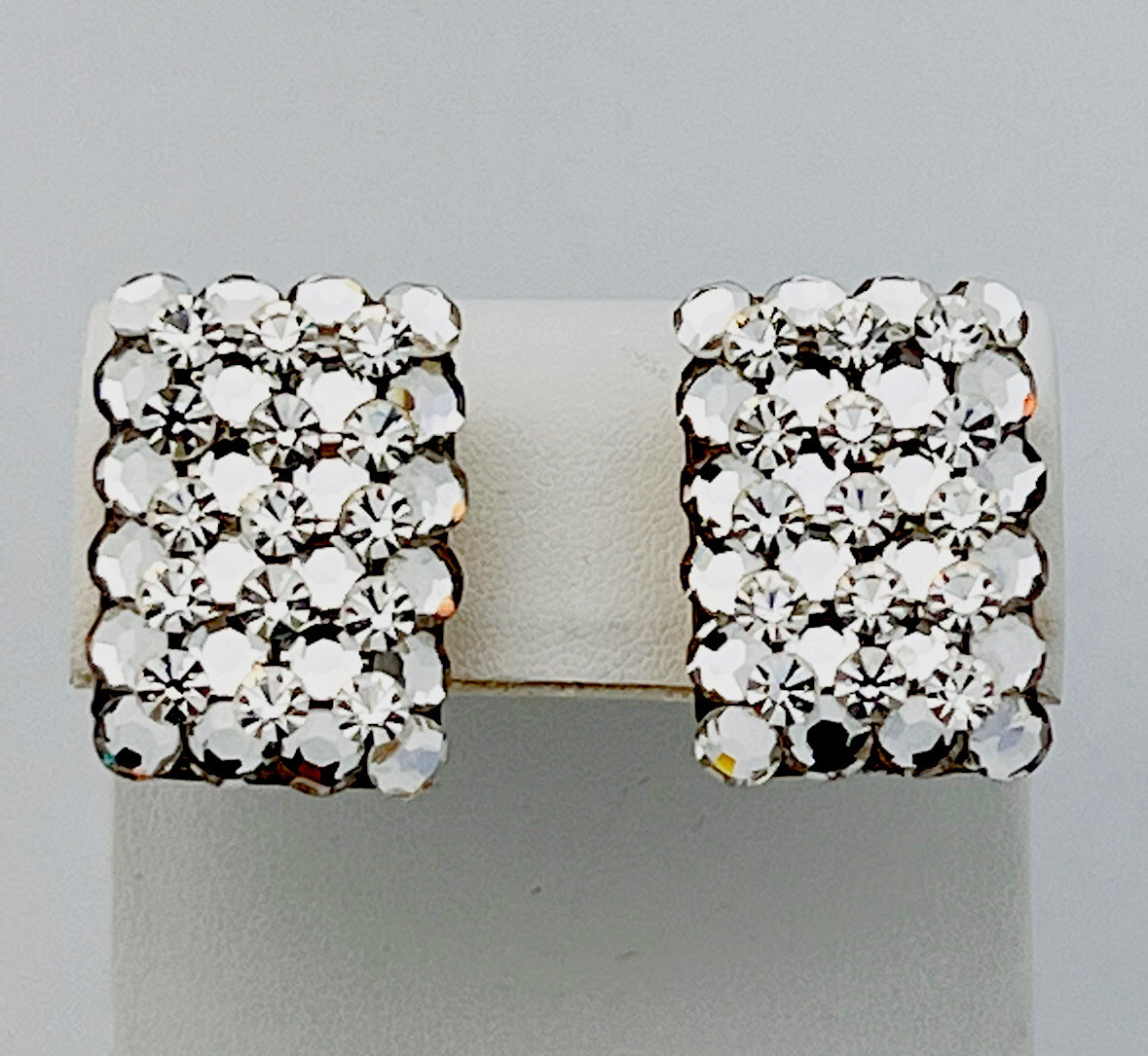 Vintage 1980-90s Hand Set 78 Austrian Crystal Pierced Earrings