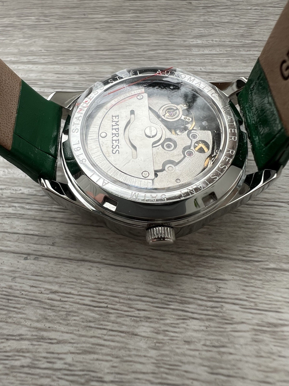 Empress Beatrice Ladies Automatic Green Dial Leather Watch EMPEM2002 – New