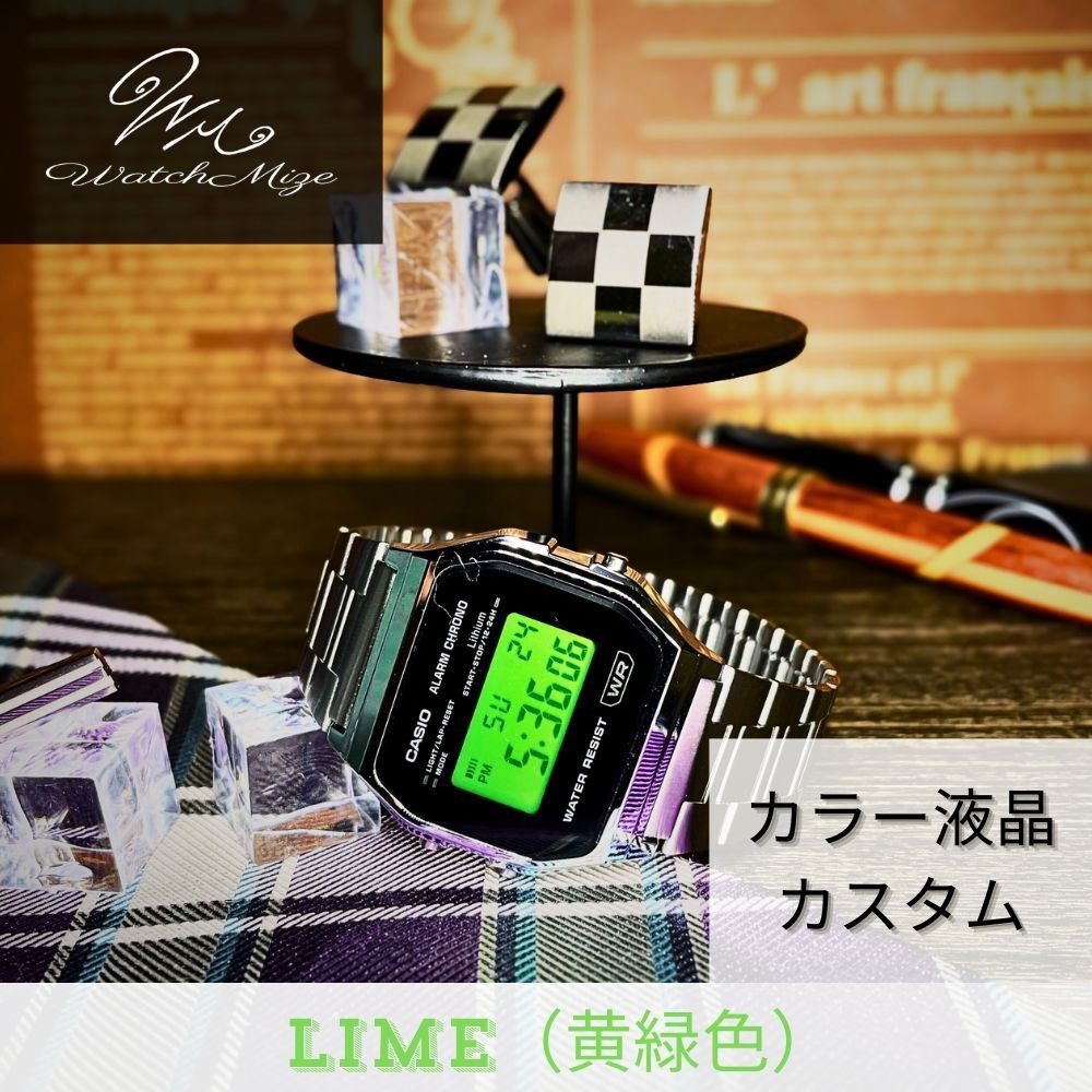 Color LCD Custom A158WEA 1JF Base Lime LCD Model (CASIO Base) Custom Watch