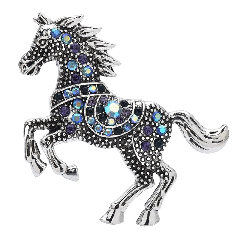 3pcs Crystal Horse Brooch Pin Set Gold Silver Black Equestrian Animal Jewelry