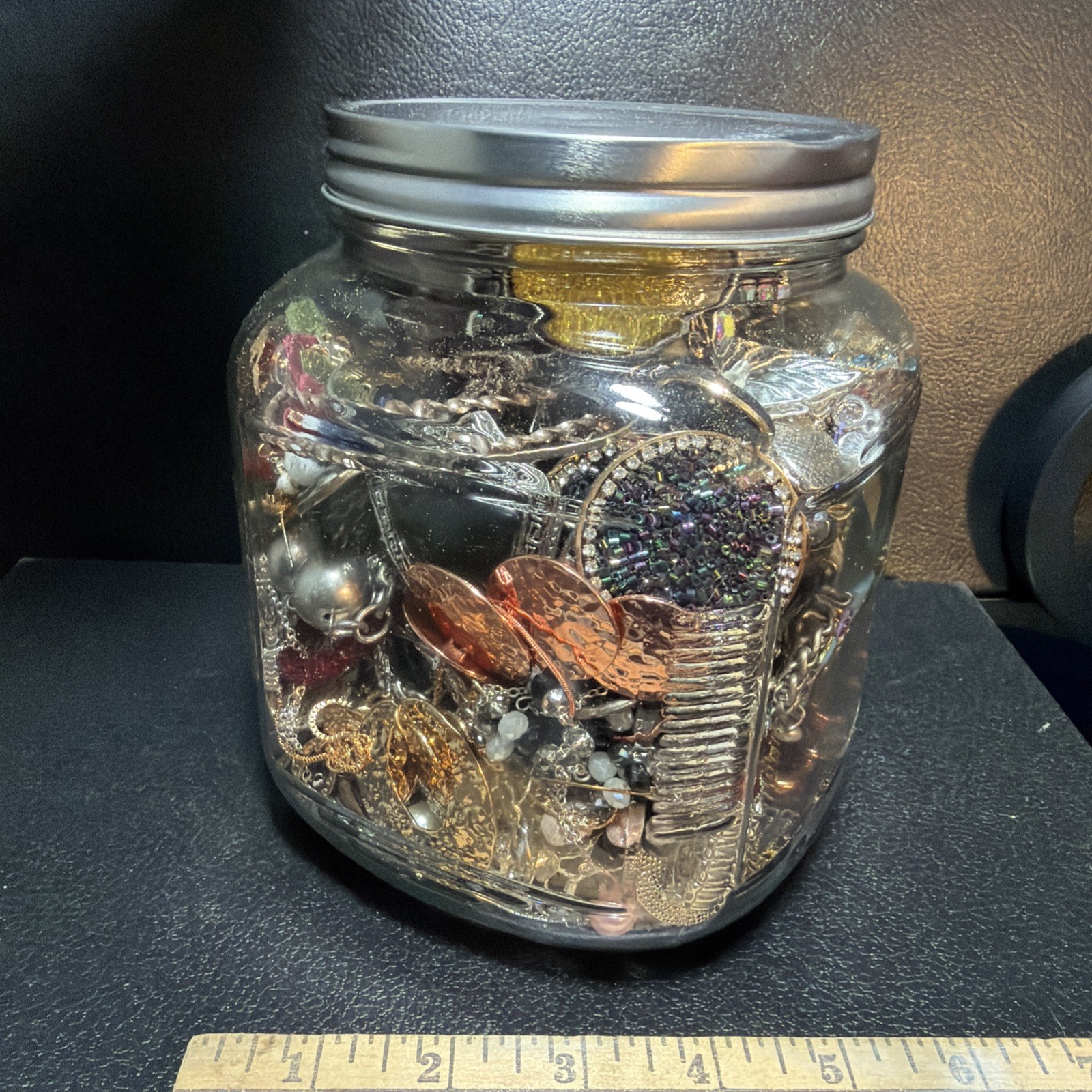 Jewelry Jar Necklaces, Bracelets, Earrings Huge Jar 7in High 5.5 In wide