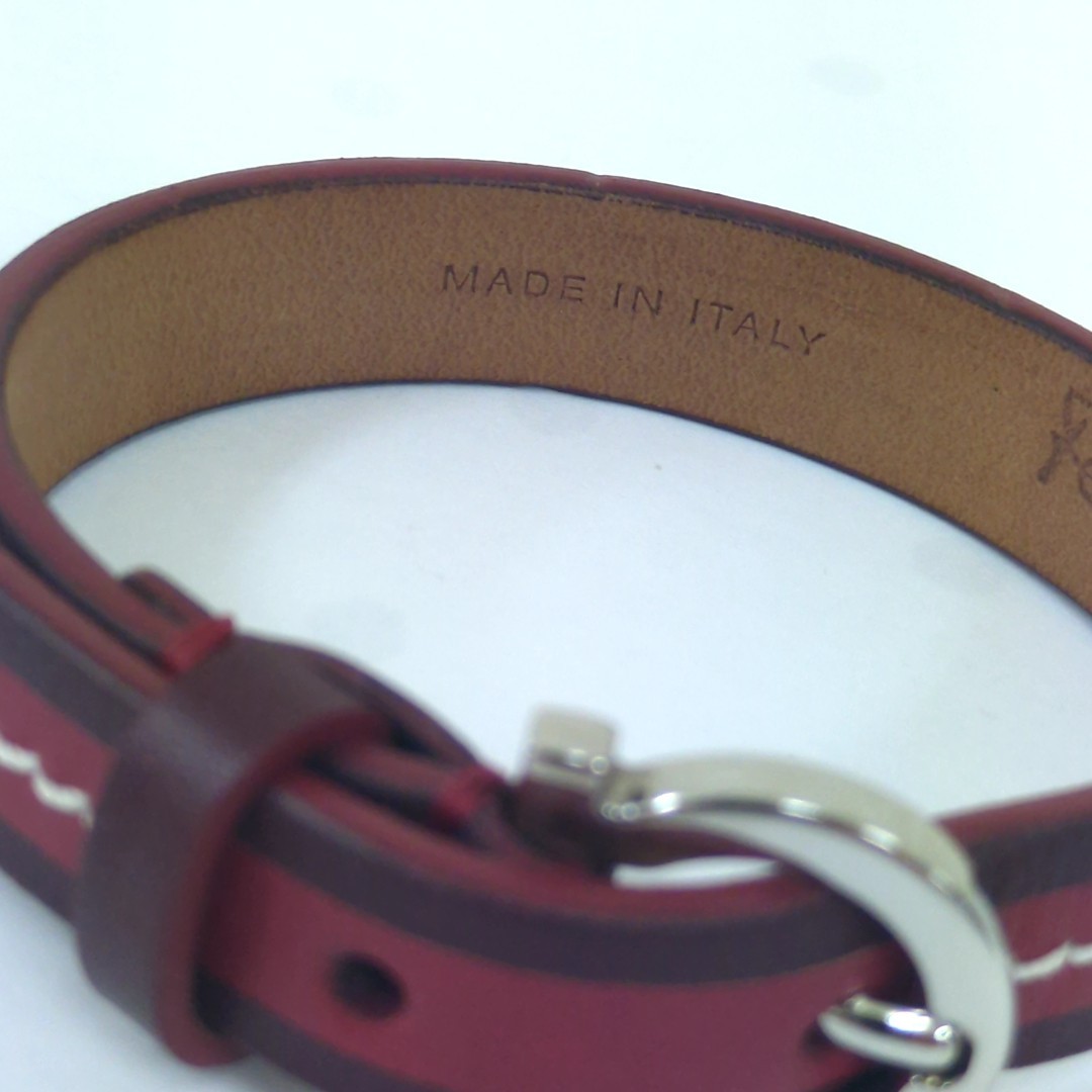 Salvatore Ferragamo Bracelet Wrap Made in Italy Leather Red Approx. 25.5cm