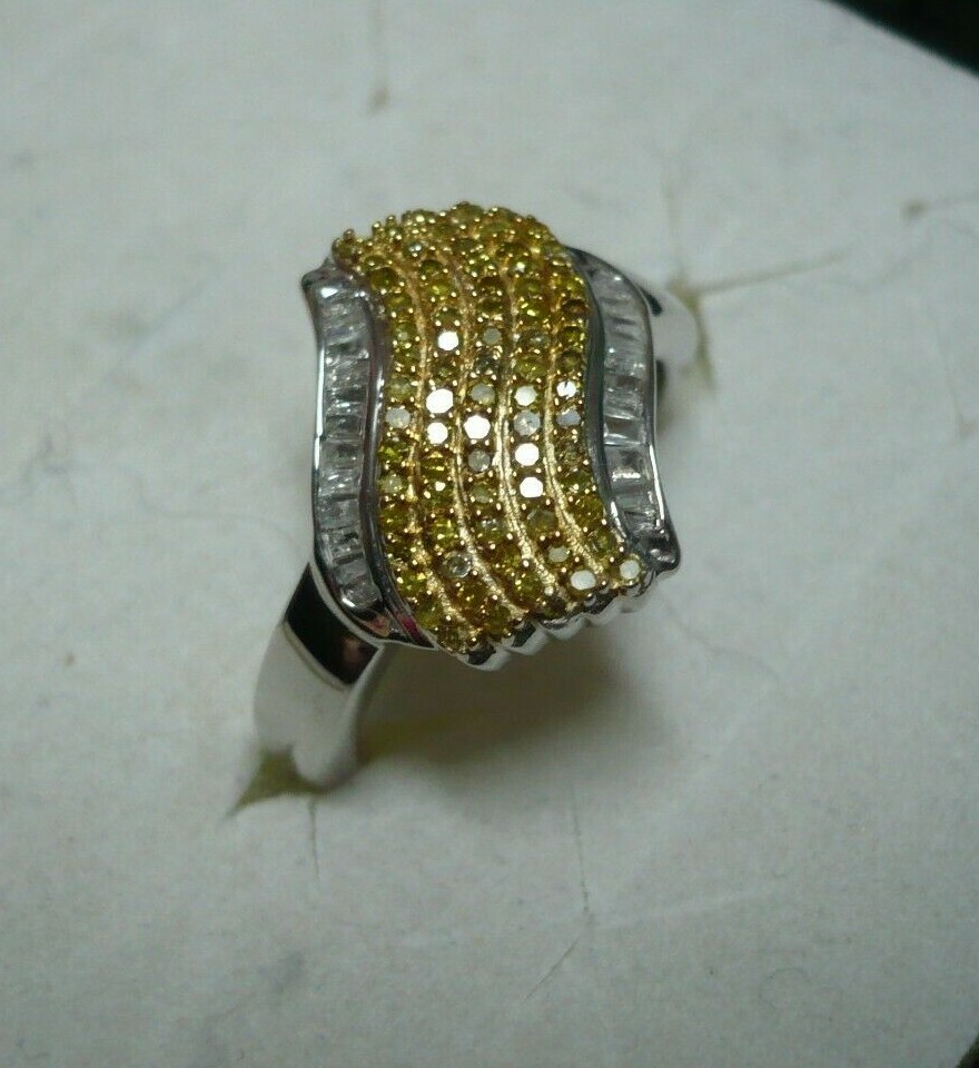 Yellow & White Diamond Ring Sz. 7 108 diamonds 1.00tcw MSRP$2083