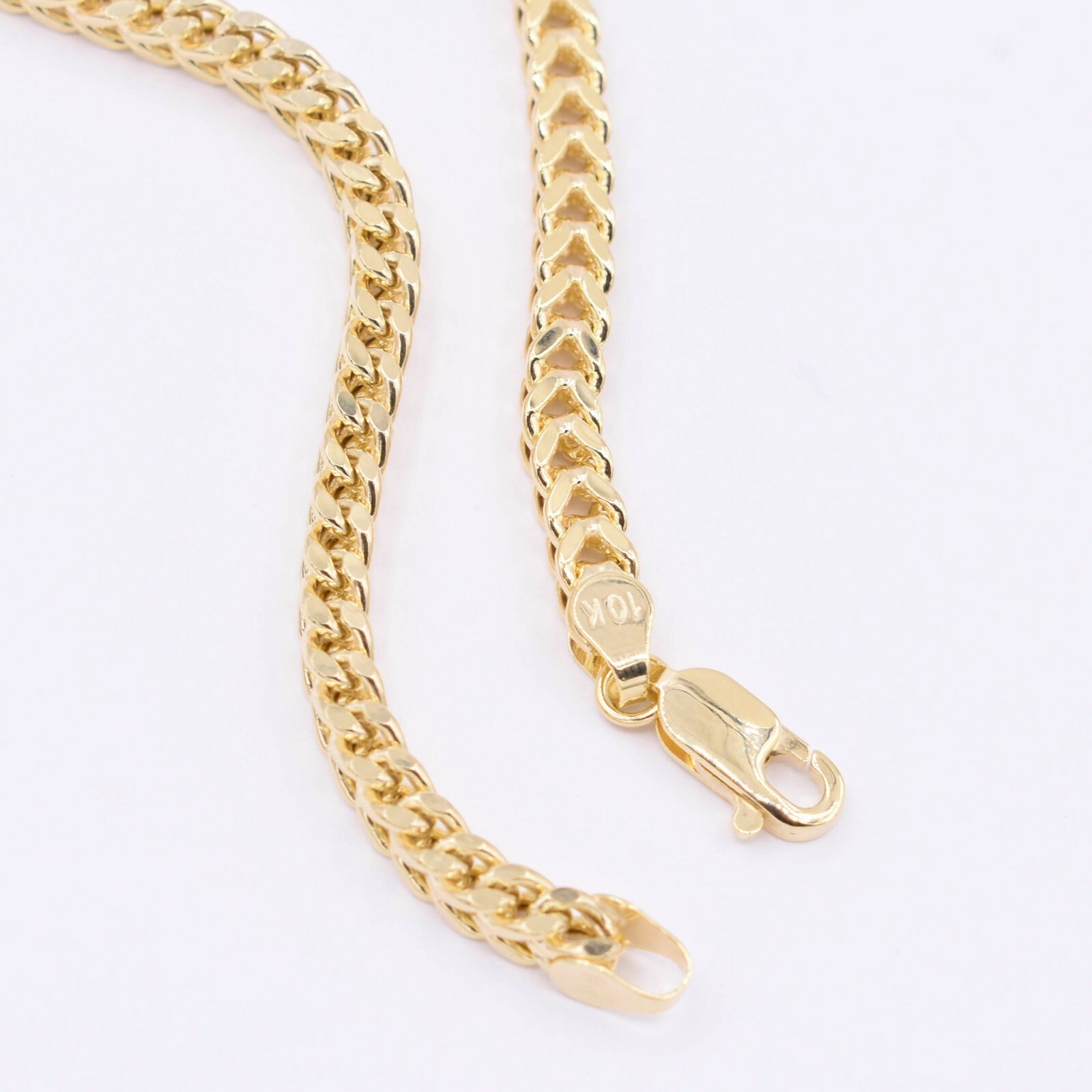3.9mm Textured Franco Wheat Anklet Real 10K Yellow Gold 10″