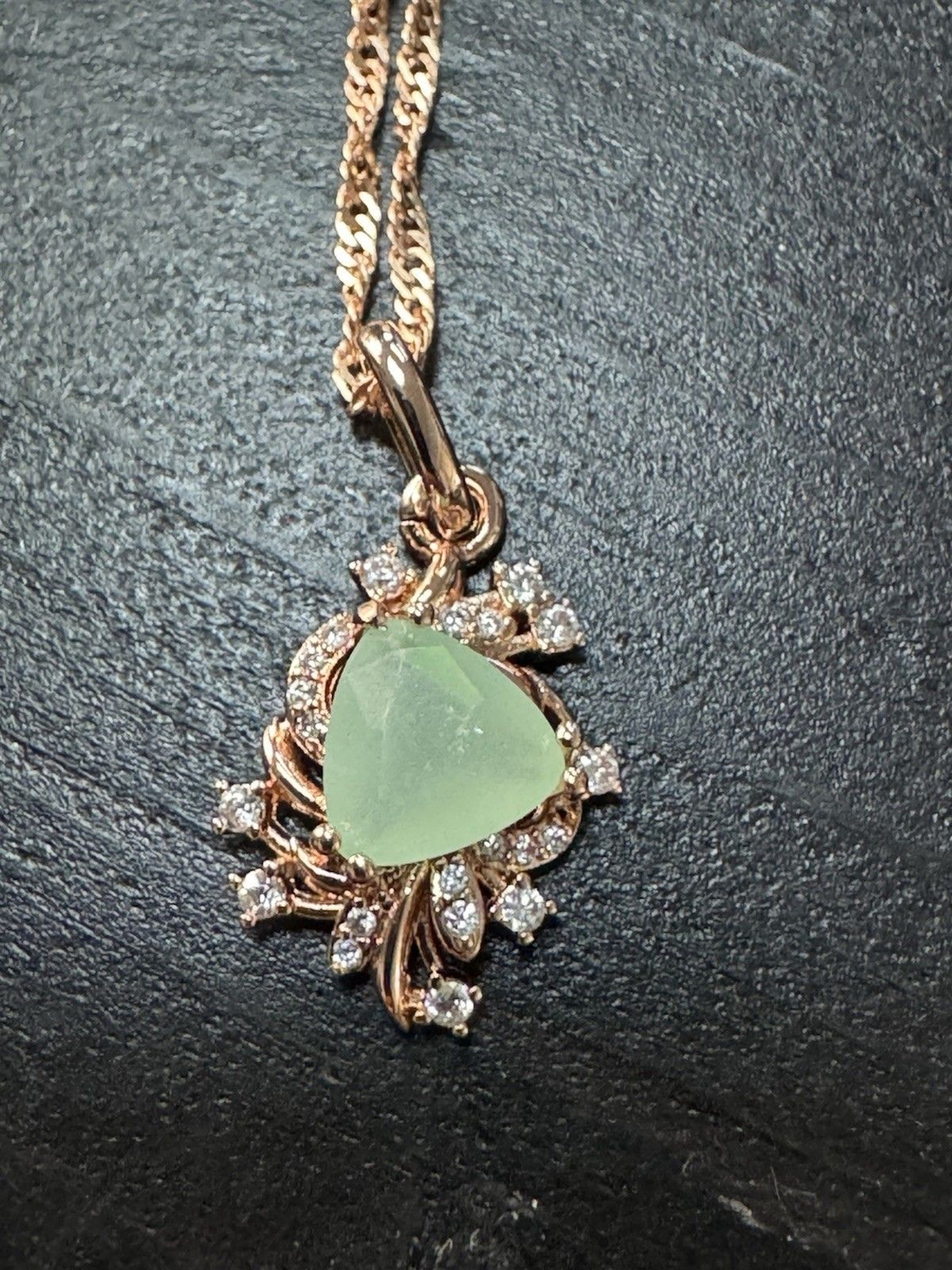 585 14K RG Stamped Rolled Gold Mint Floral Pendant 19” Necklace Clasp Chain