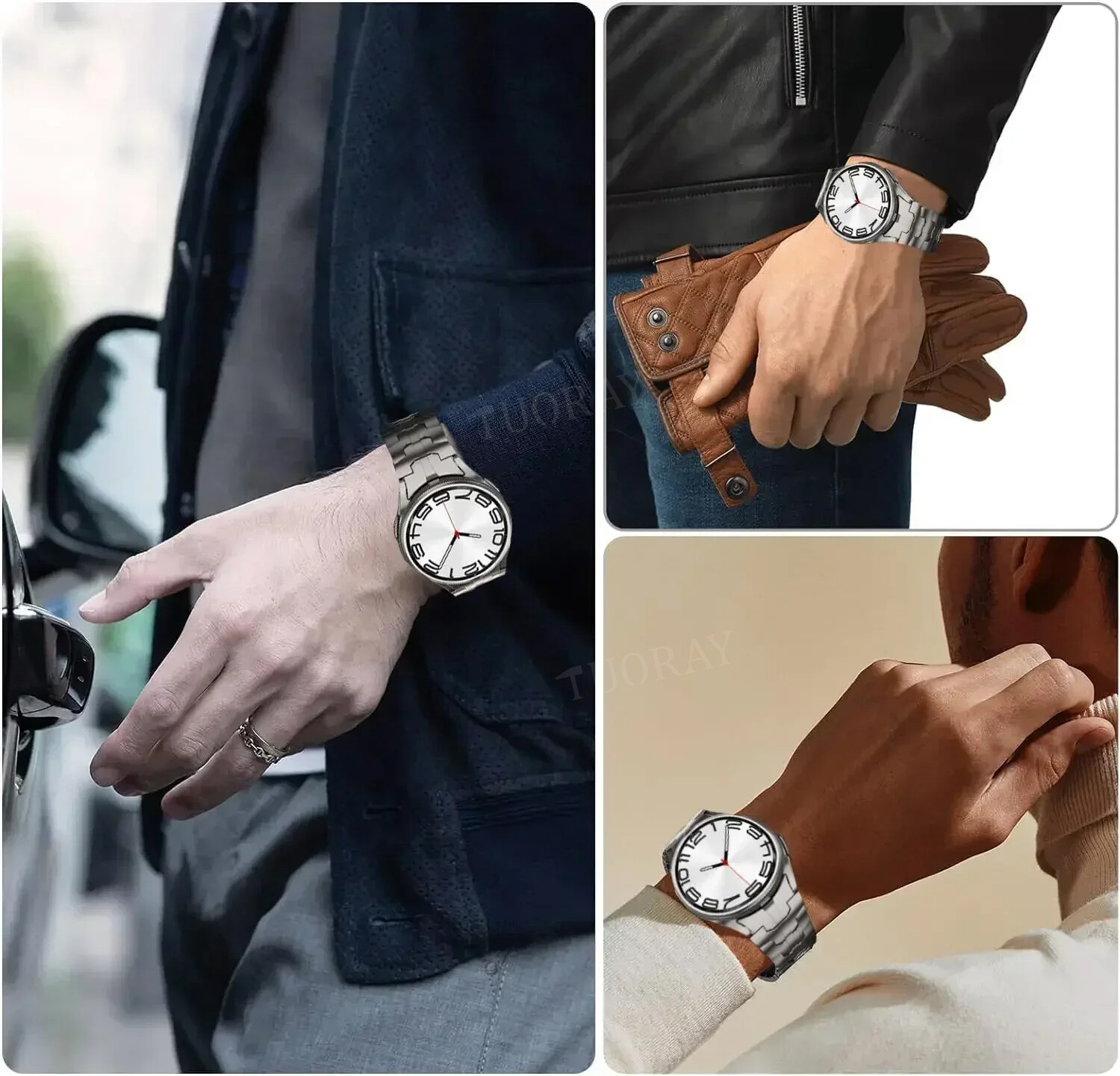For Samsung Galaxy Watch 6 4 5 Pro 43mm 47mm Classic Stianless Steel Band Strap