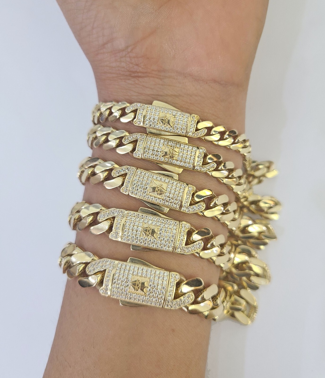 Real 14k Gold Monaco Bracelet 7mm-11mm 8″-8.5″ 14kt Yellow