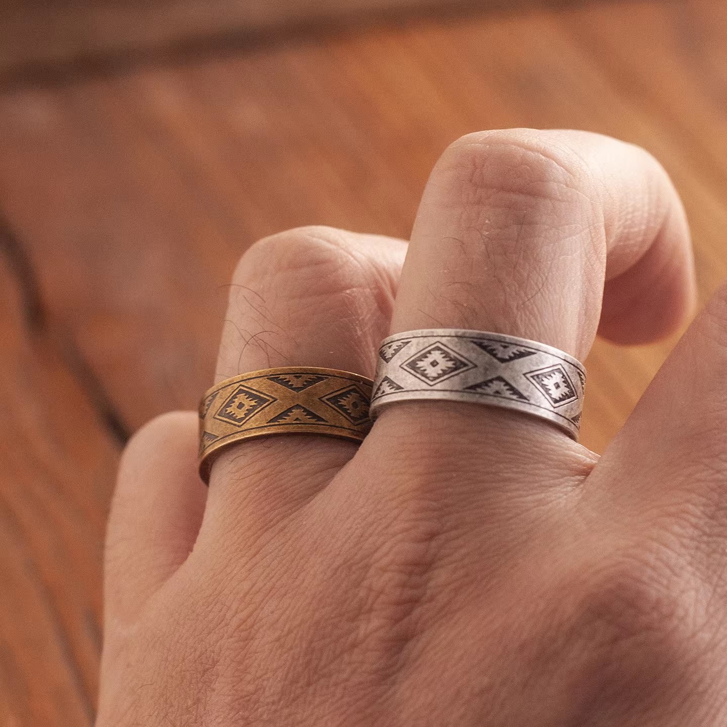 NIGHT WORKS Guardian of Home Retro Navajo Ethnic Thunderbird Totem Ring Men’s