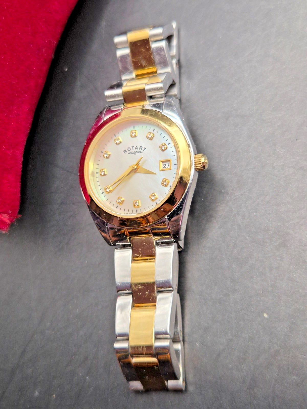 ROTARY Women’s Two-Tone Stainless Steel Bracelet Calendar Watch-VGC/Working