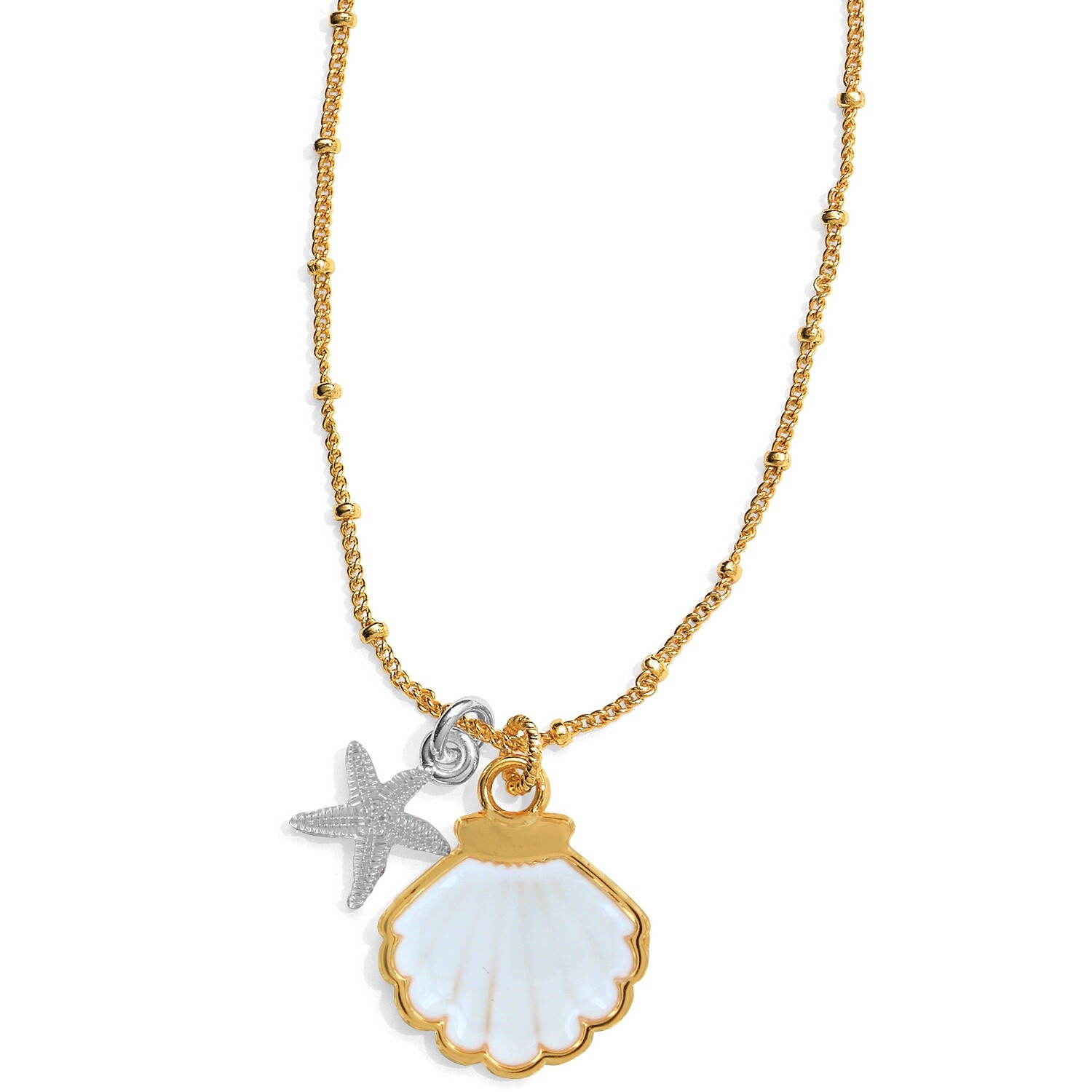 NWT Brighton SEA DREAMER SHELL Gold White Petite Pendant Necklace MSRP $50