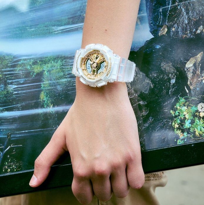 Casio G-Shock GMA-S110SG-7A Gold Tone Transparent Design Analog Digital Watch