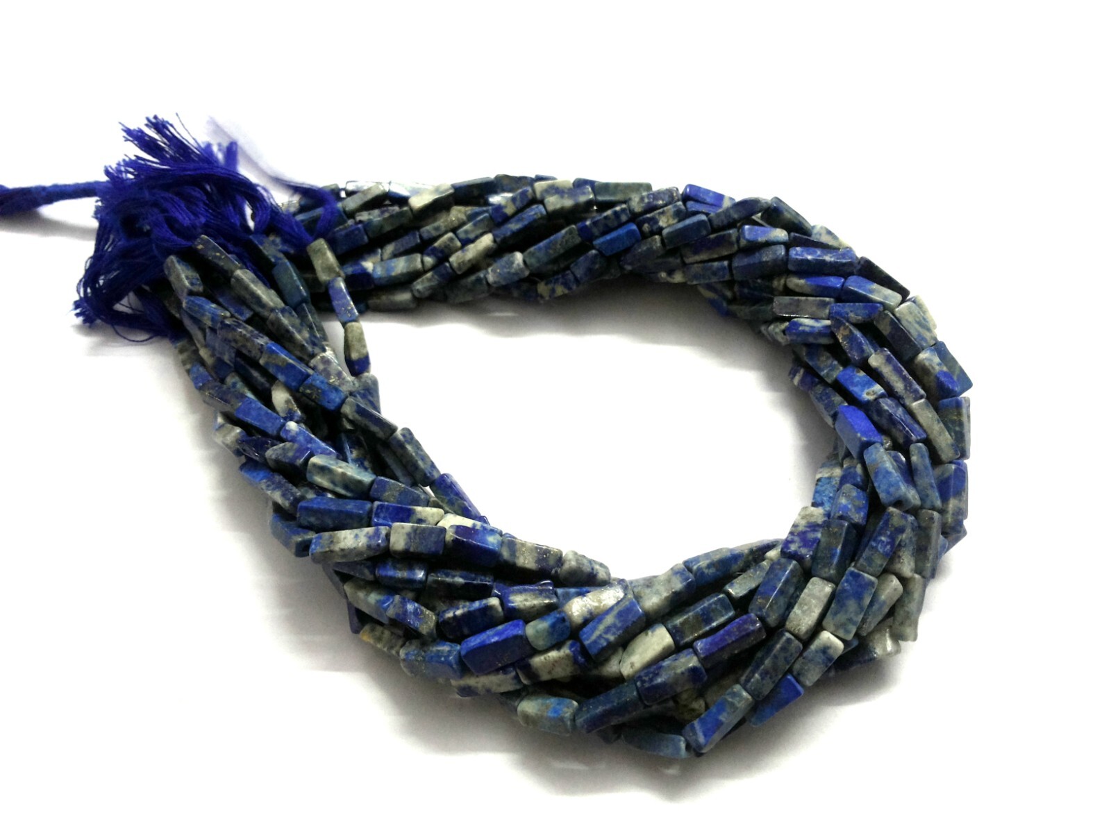 5 Strand Natural Lapis Lazuli Square Smooth 3×8-4x10mm Loose Beads 12″inch