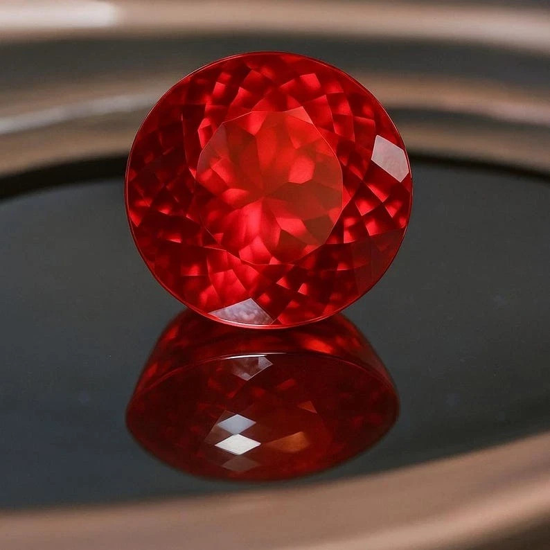 14.50 CT Natural Blood Red Painite Round Cut Certified Loose Gemstone Myanmar