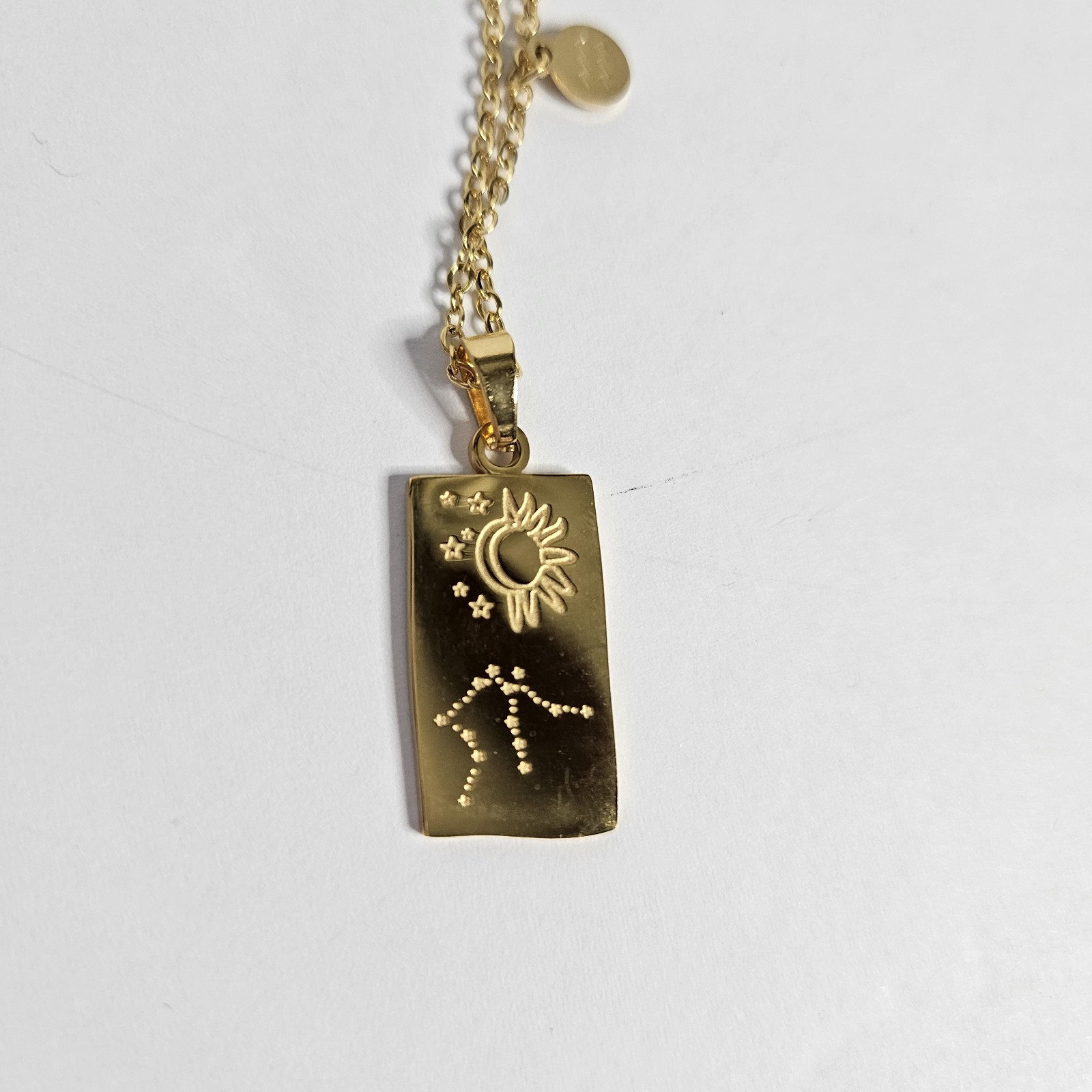 Aquarius Zodiac Astrology Necklace 16″ Reversible Pendant Gold Stainless Steel