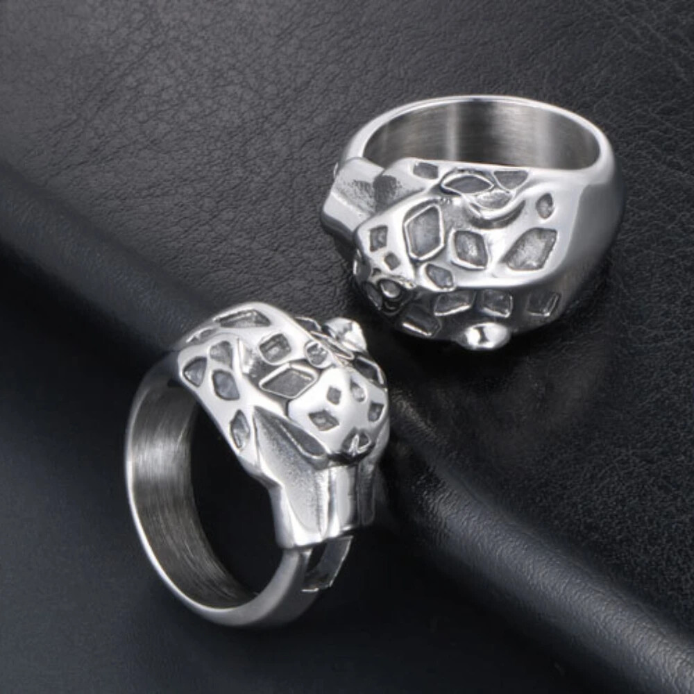 Personality Trend Animal Leopard Head Domineering Men’s Style Rings Size 7-12