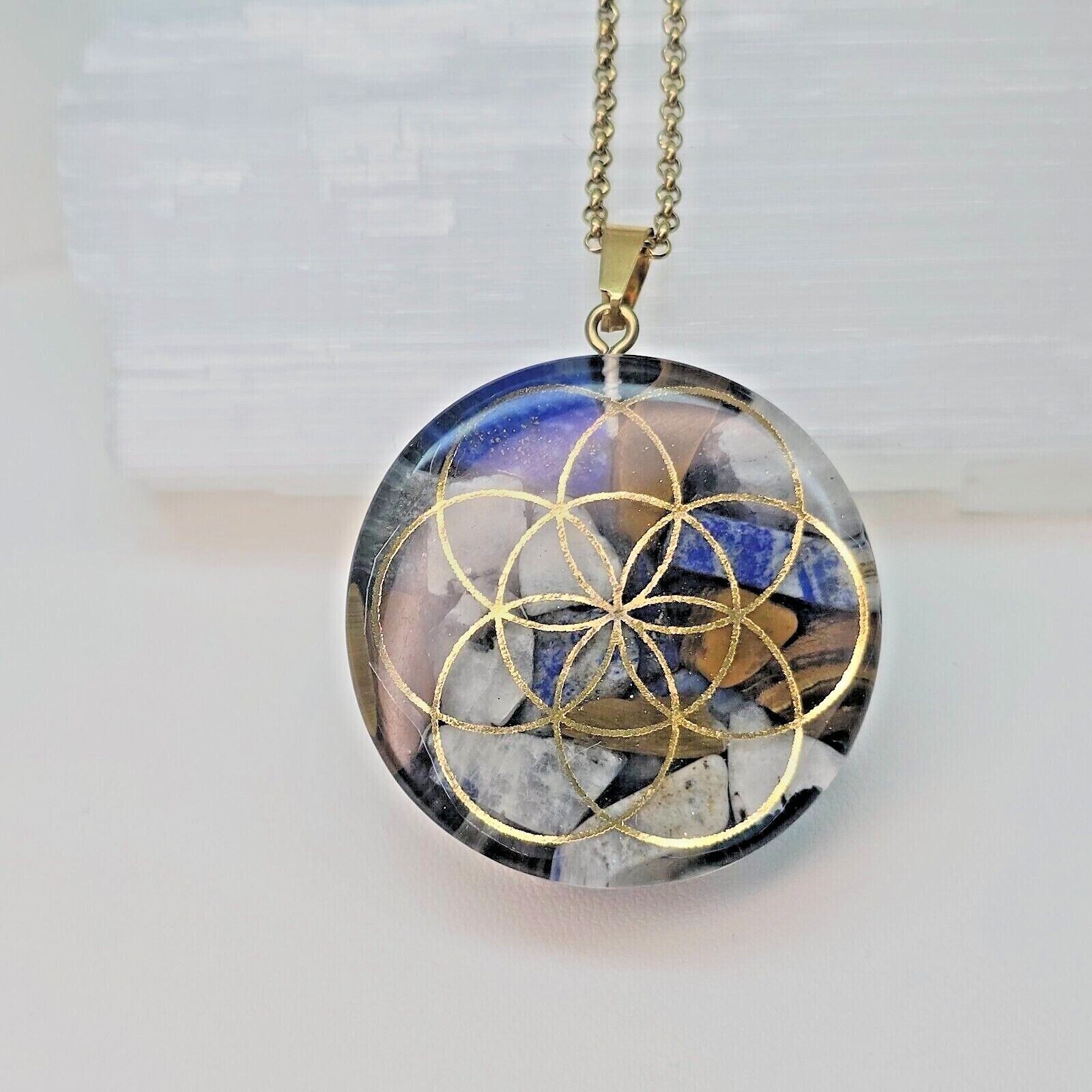 Sacred Seed of Life. Custom Orgone choose +50 crystals. Creation Manifestation
