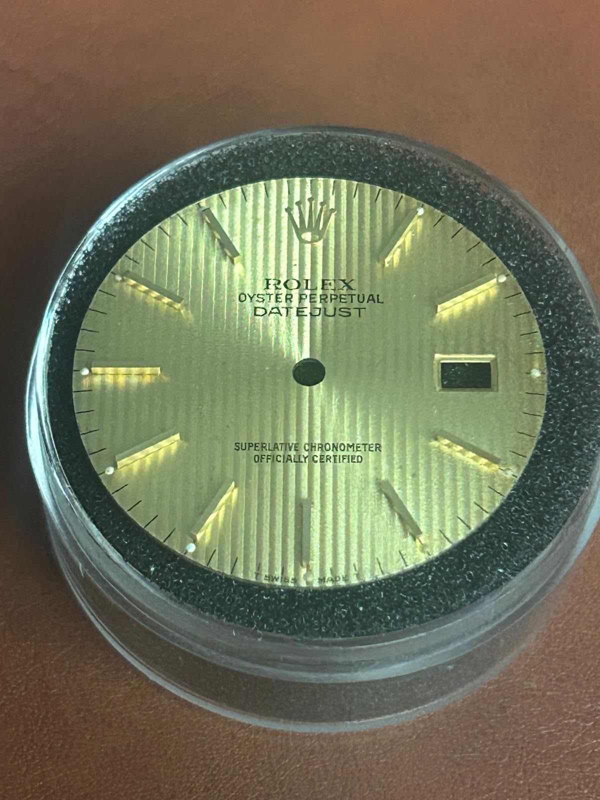 Rolex Mens Datejust 36mm Tapestry Gold Stick Dial For Ref. 16013-16233 SPOTTED